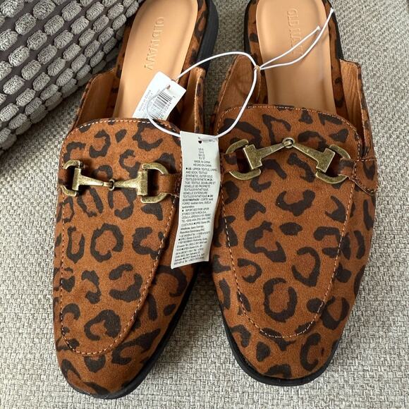 Old Navy brown leopard Faux-Leather Loafer Mule Shoes - Picture 7 of 11
